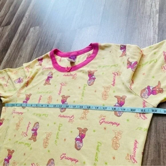 Disney Vintage Grumpy Yellow Long Sleep Pajama Top Medium - Picture 7 of 8